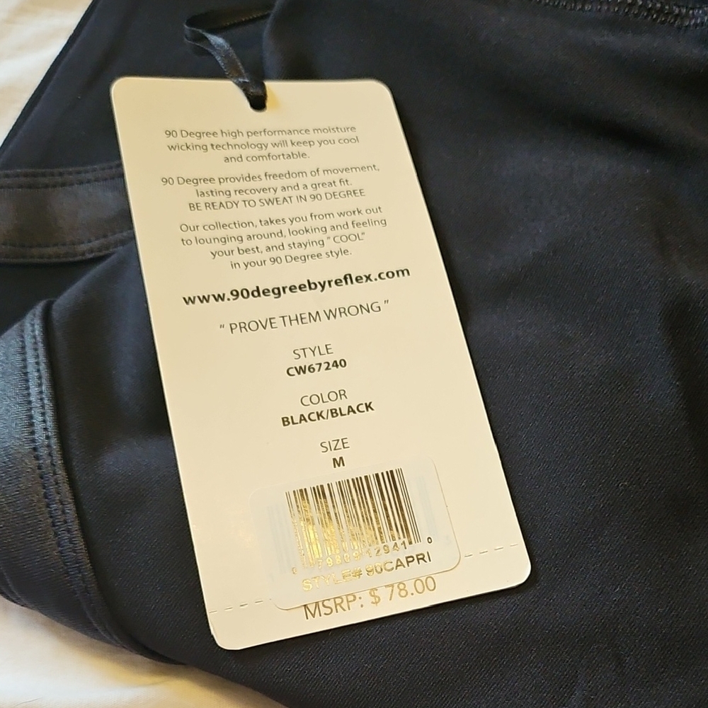 90 Degree By Reflex Prove Them Wrong Black Capri  Leggings Women's M